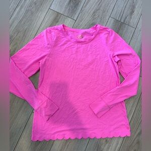 Lilly Pulitzer XL Prosecco Pink RENAY SCALLOP SUNGUARD Long Sleeve Luxletic